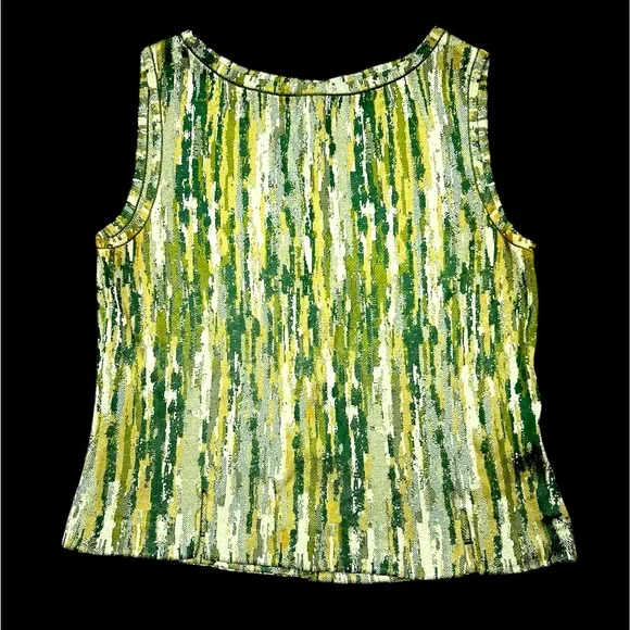 Vintage St John Sleeveless Knit Top Lamé Stripes - Picture 1 of 5